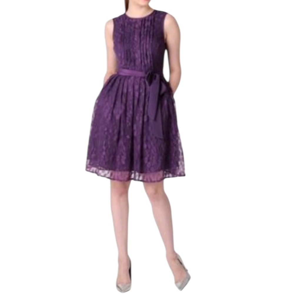 New Eshakti Purple Fit & Flare Lace Dress XS 0